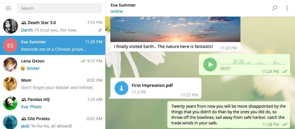 Telegram Interface Preview